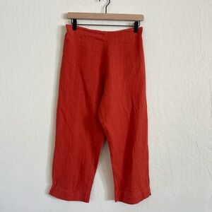 Bryn Walker 100% Linen Pull On Elastic Waist Straight Leg Pants XS Burnt Orange